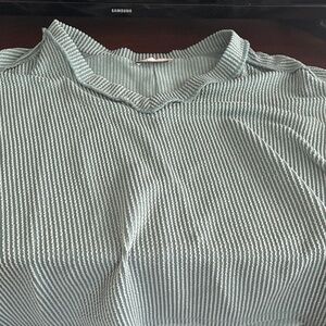 Zenana Outfitters Green Striped Button Down Shirt